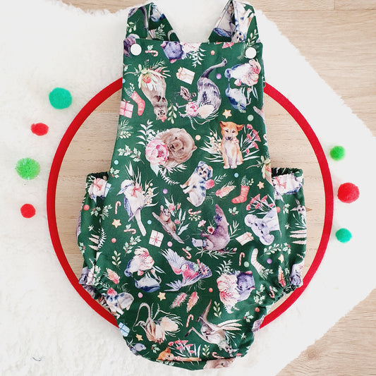 CHRISTMAS AUSSIE ANIMALS Baby Romper, Size 1