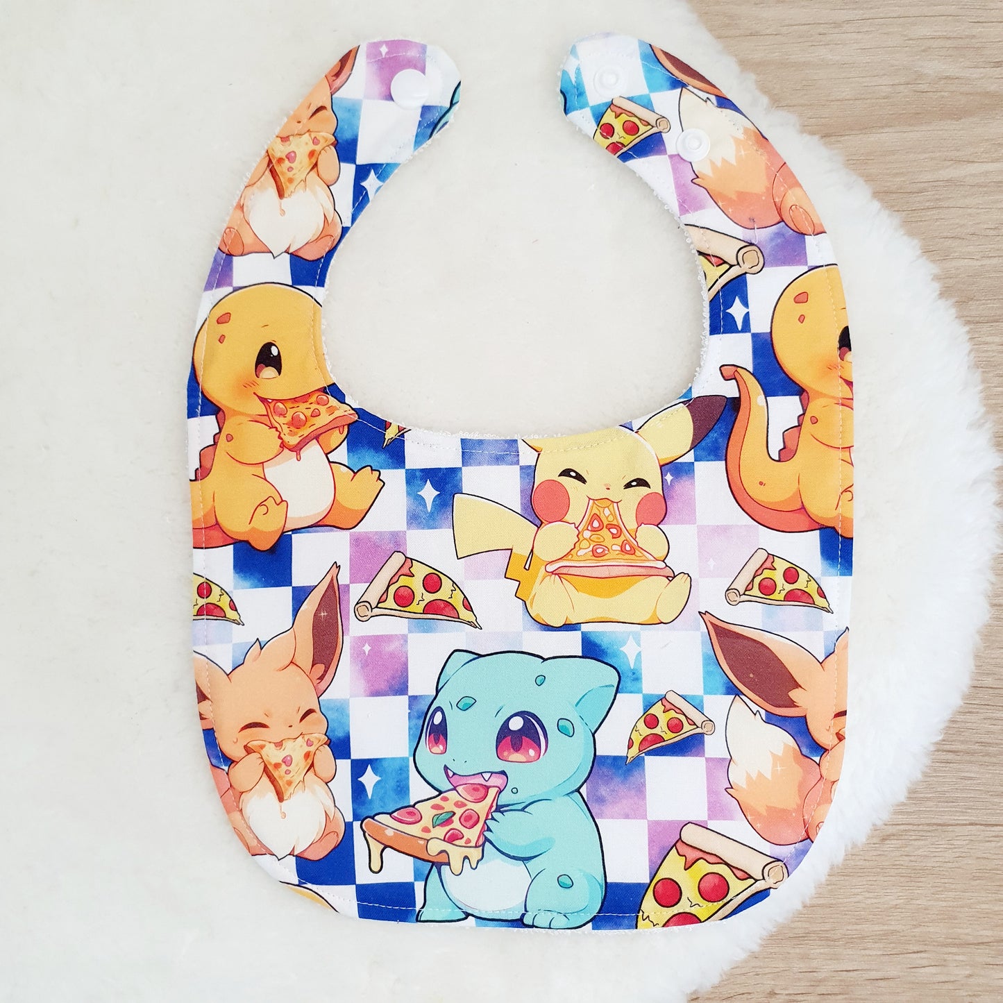 Pokemon print Bib, Handmade Baby Bib, Feeding Bib