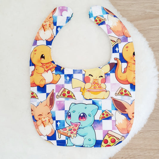 Pokemon print Bib, Handmade Baby Bib, Feeding Bib