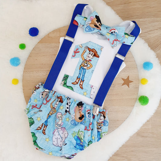 TOY STORY print Boys 1st Birthday Outfit, Size 0