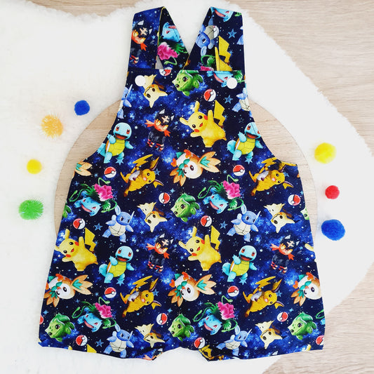POKEMON print Overalls, Baby Overalls, Short Leg Romper, Size 1