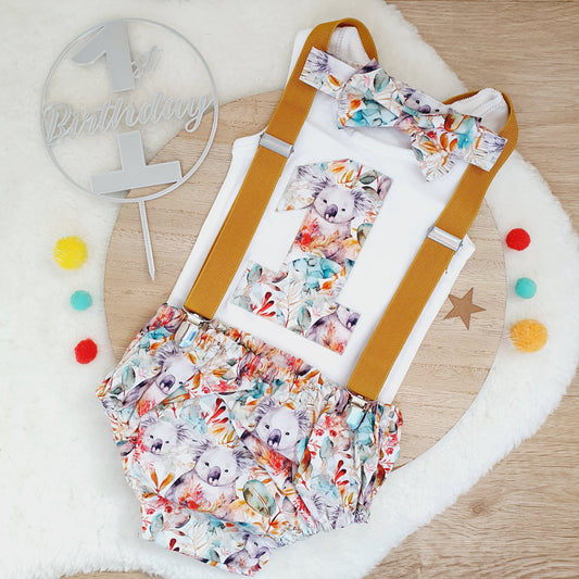 KOALA print Boys 1st Birthday Outfit, Size 1
