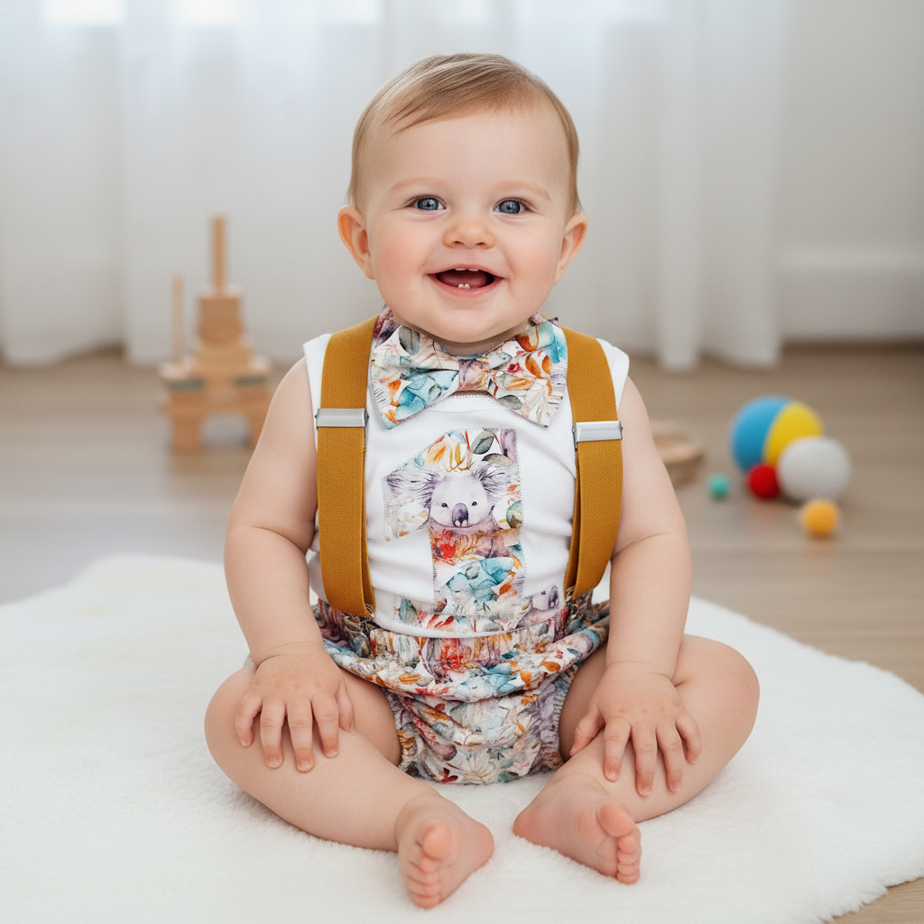 KOALA print Boys 1st Birthday Outfit, Size 1