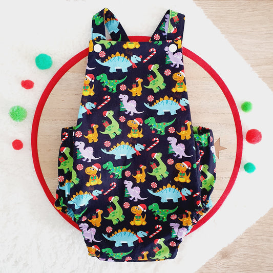 CHRISTMAS DINOSAURS Baby Romper, Size 0