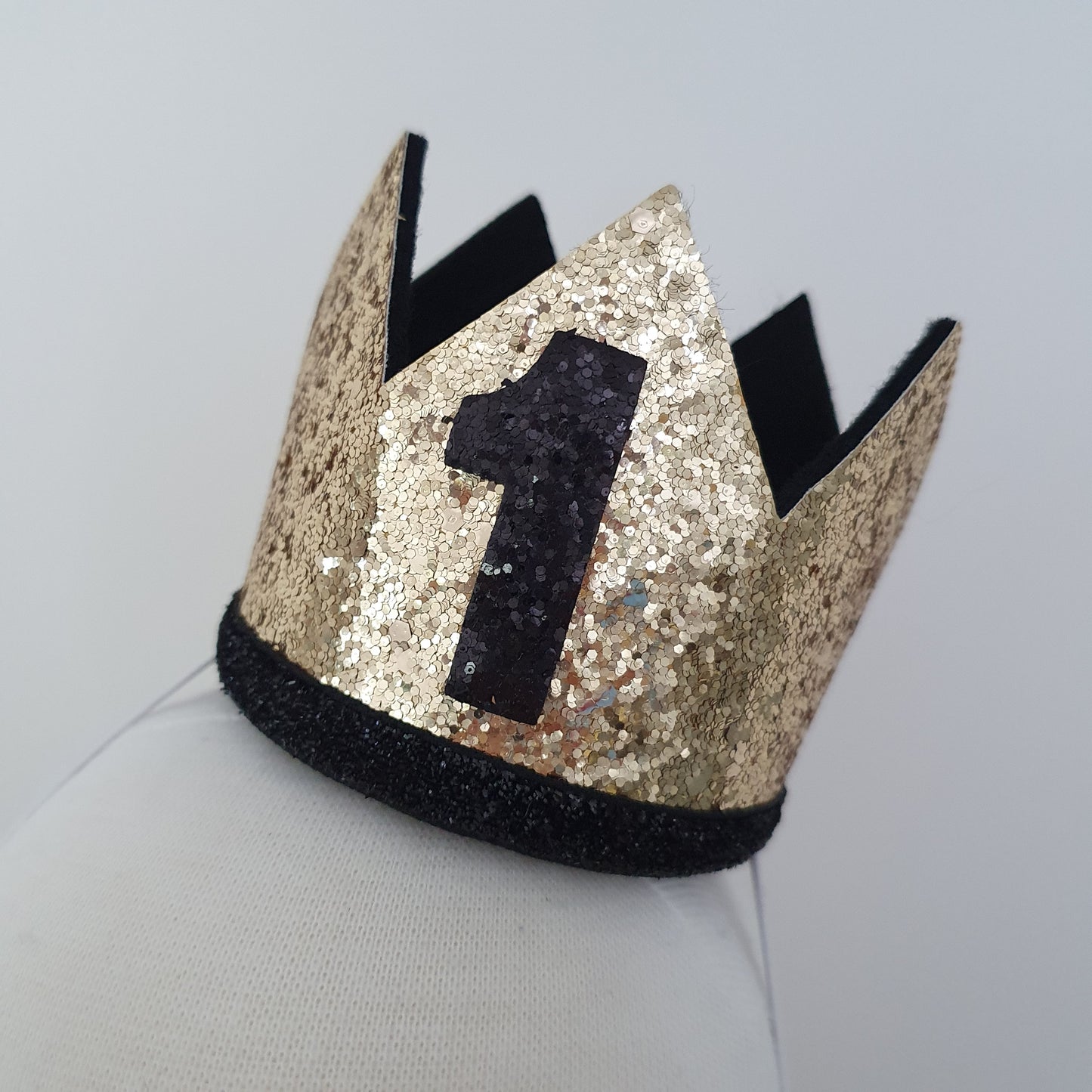 1st Birthday Crown / Party Hat / Headband - GOLD / BLACK