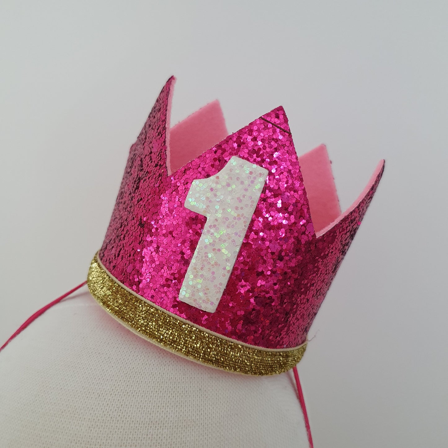 1st Birthday Crown / Party Hat / Headband - DARK PINK