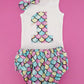 Girls 1st Birthday - Cake Smash Outfit, Size 0, Nappy Cover, Headband & Singlet Set, SCALES