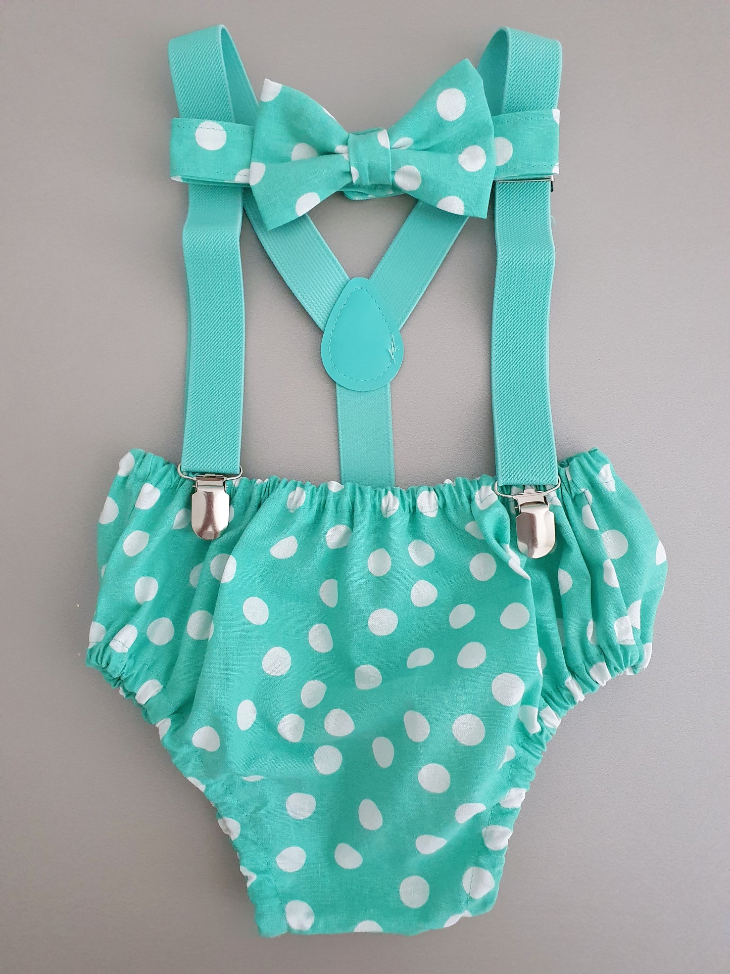 Boys Cake Smash Outfit, First Birthday Outfit, Size 0, 3 Piece Set - SPEARMINT