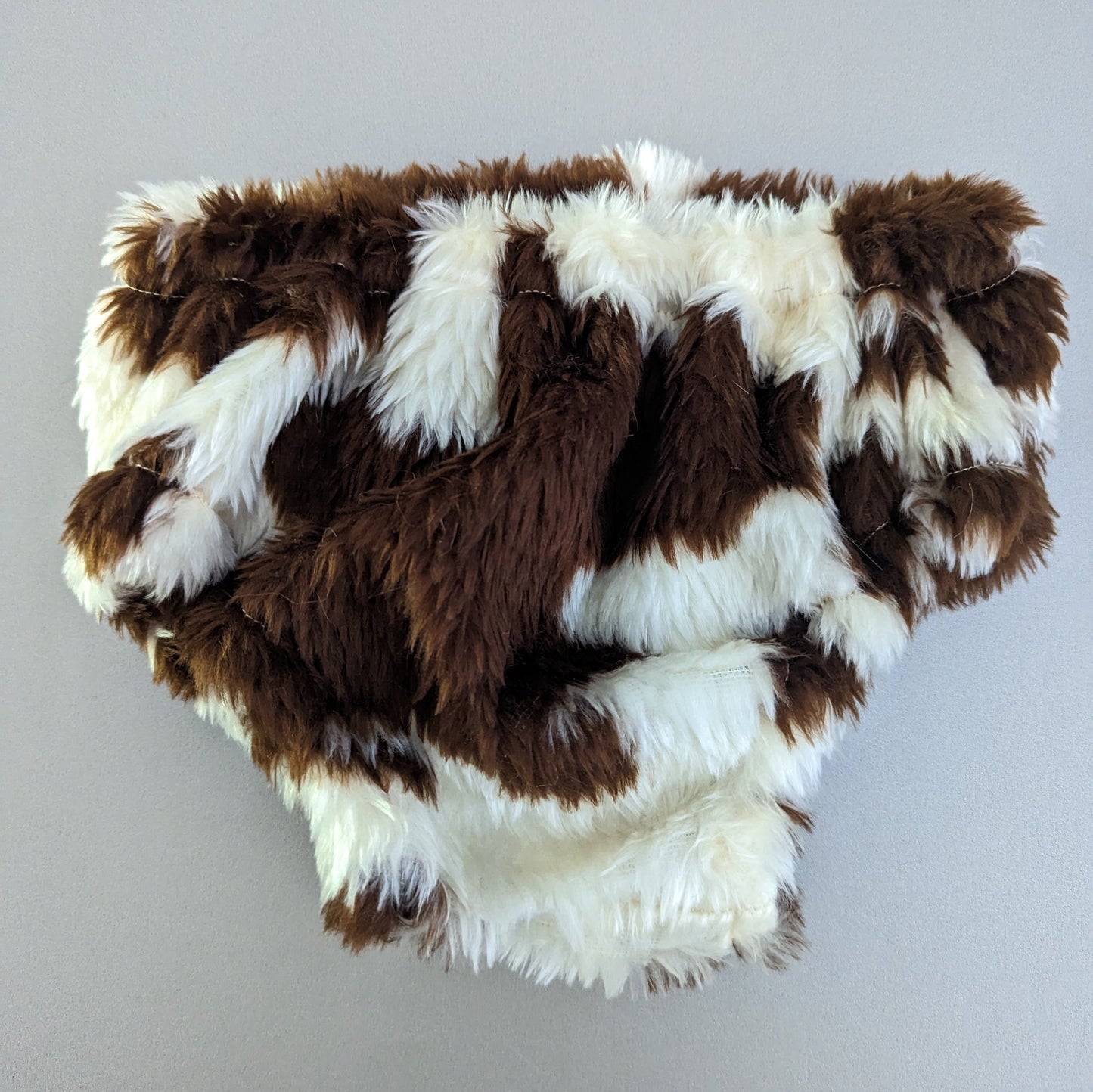 FAUX FUR - COW - Fake Animal Hair Baby Nappy Cover, Size 1 (12-24 months)
